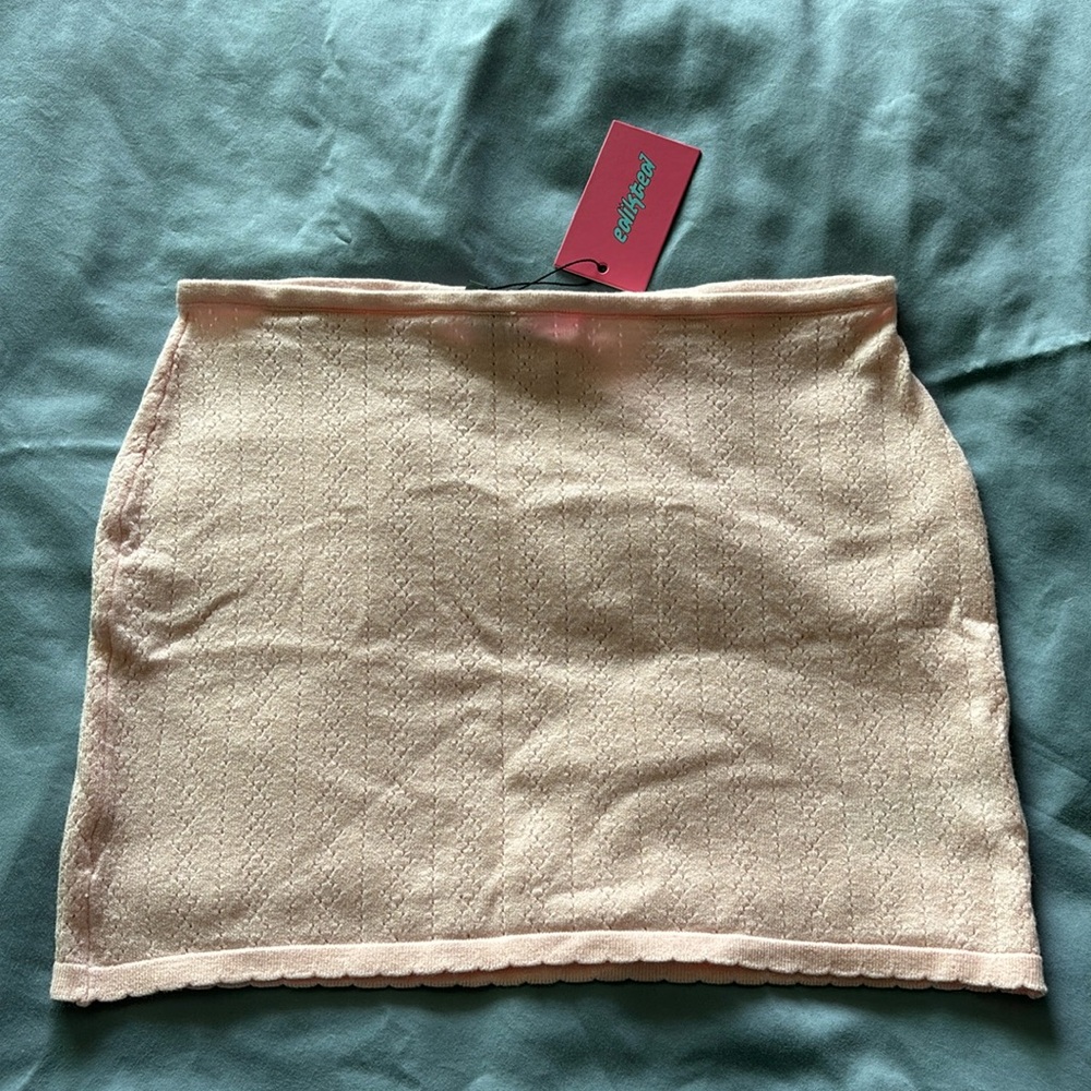 Edikted Light Pink Pointelle Mini Skirt